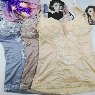 夏天超薄带胸罩束身背心束身衣免穿文胸舒适日本不卷边收腹内衣