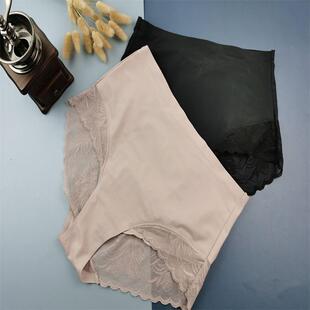 大尺码性感蕾丝花边高腰包臀无痕三角内裤速干束腰修腹妈咪裤底裤
