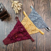 L码 外贸欧美性感网蕾丝女士中腰丁字裤 夏季 超薄无痕底裤 透气