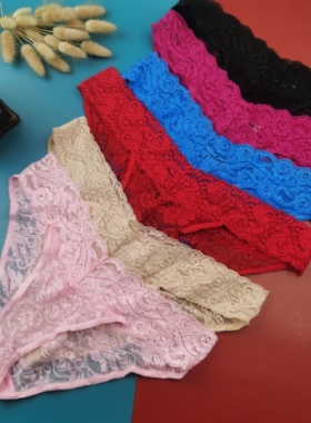 S-XL码外贸欧美大码镂空蕾丝三角裤性感透明无痕内裤夏季薄款底裤