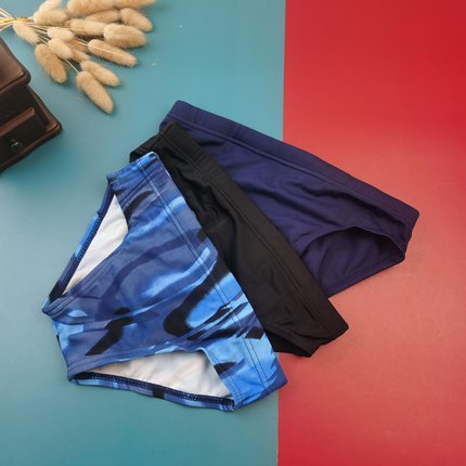 104-164外贸欧美中大男童三角泳裤简约时尚印花泳裤U凸迷彩三角裤