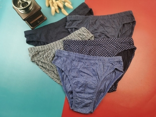 简约透气印花男底裤 三角裤 外贸棉质平纹中腰男士 XL大尺码