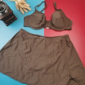 裙式 法码 42BD46C50D54E56C外贸肥胖大码 比基尼带钢圈大罩杯游泳衣