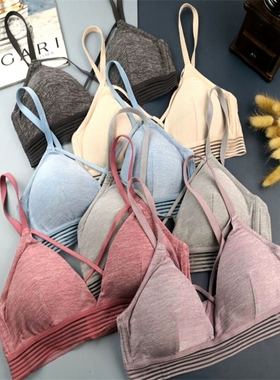 三角杯少女内衣无钢圈夏薄海棉胸罩瑜伽可交叉美背运动文胸707580