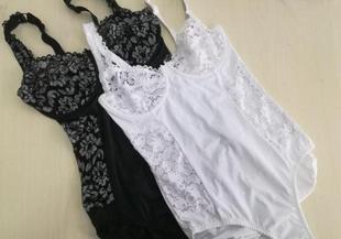 75B80C8590D外贸文胸一体吊带三角连体衣蕾丝超薄美体小夜衣