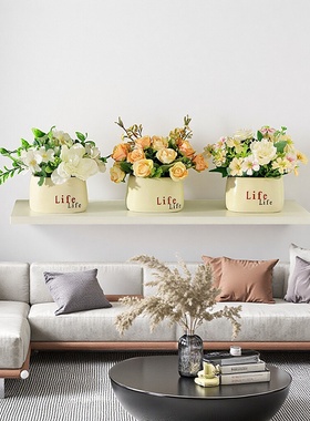 跨境假花摆设向日葵盆栽办公室绿植客厅家居装饰品陶瓷仿真花摆件