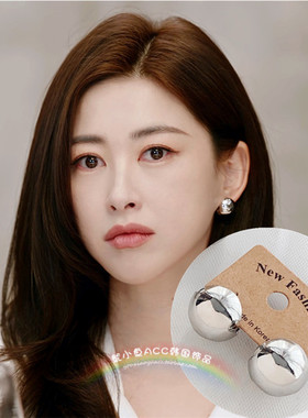 气质百搭简约OL金属球耳环耳扣女