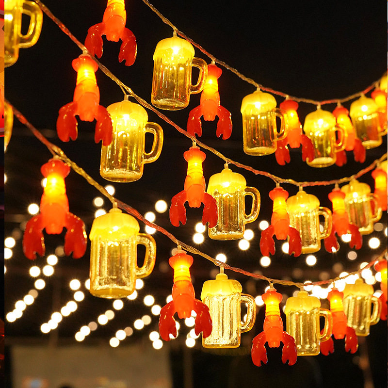 夜市摆摊龙虾酒瓶灯露营氛围装饰