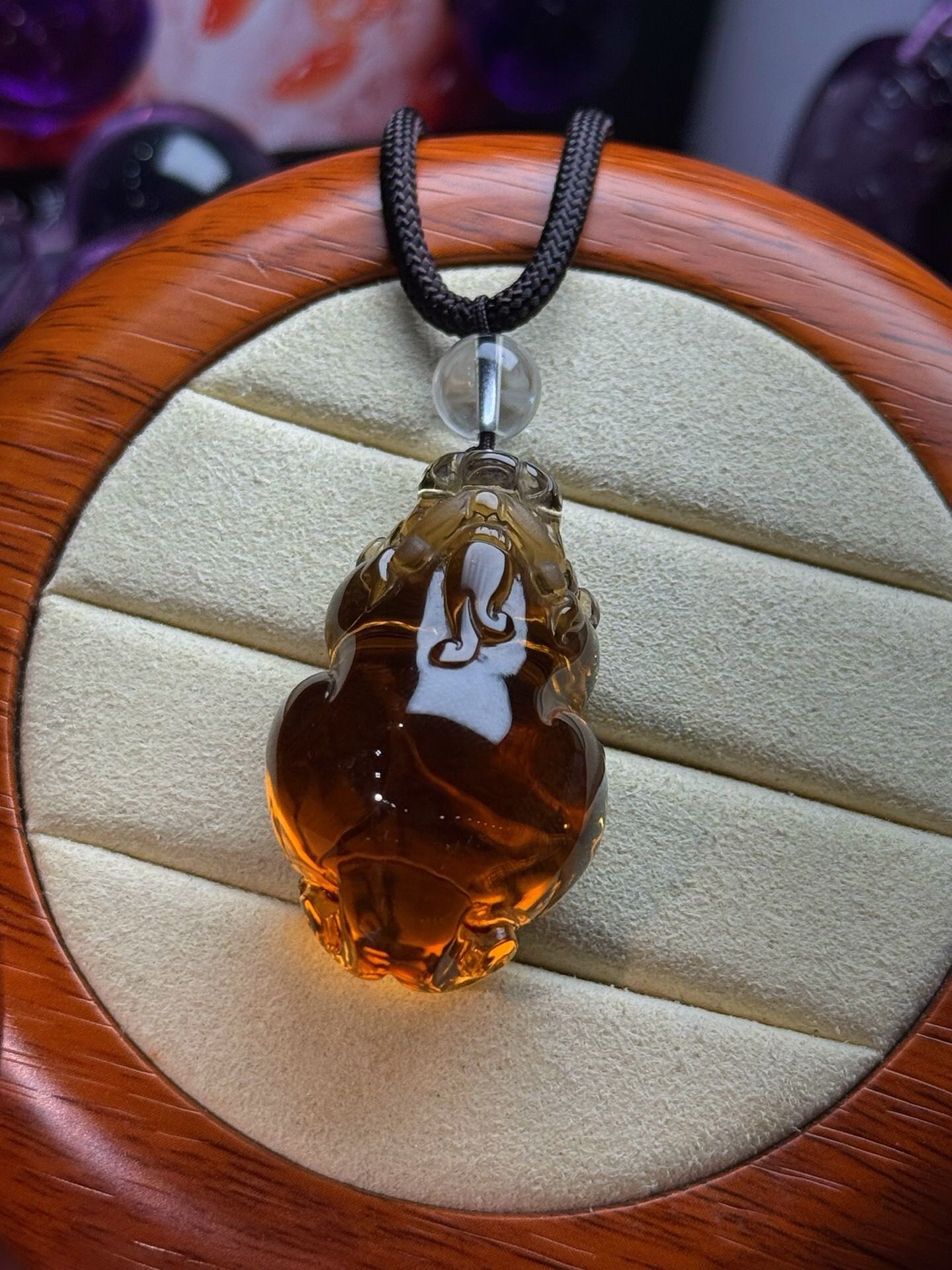 巴西黄水晶 全净体 金红暴力黄水晶貔貅吊坠尺寸39.2-24-19mm24克