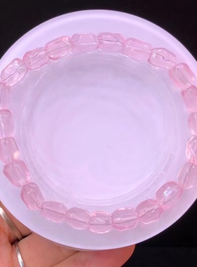 天然莫桑比克星光粉糖豆手串～手工打磨 晶体通透，颜色粉润