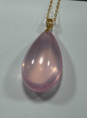 莫桑比克星光粉水晶 水滴吊坠 18k金镶嵌 尺寸29-18-13.2mm