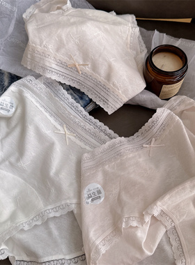 精致蝴蝶结提花棉 透气孔柔软加长裆纯棉内裤少女三角裤10A抑菌