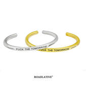 字母百搭金银色钛钢手镯男士 ROADLATIVE原创设计 没有明天 饰品