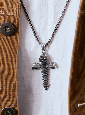 ROADLATIVE鱼骨骷嘻哈钛钢项链