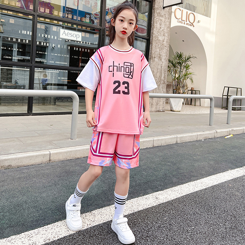 女生篮球服女童学生班服比赛队服定制儿童运动套装男童足球衣印字
