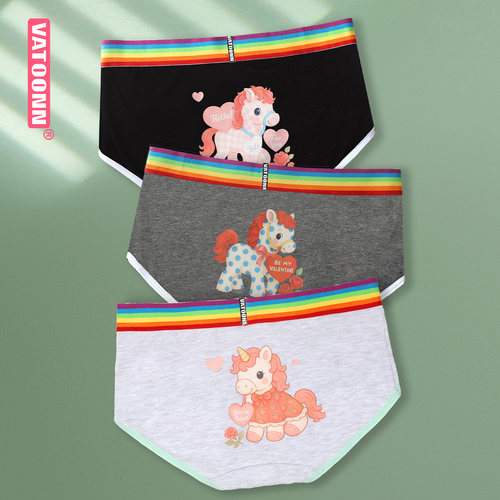 彩虹小马印花中腰纯棉内裤全包裹