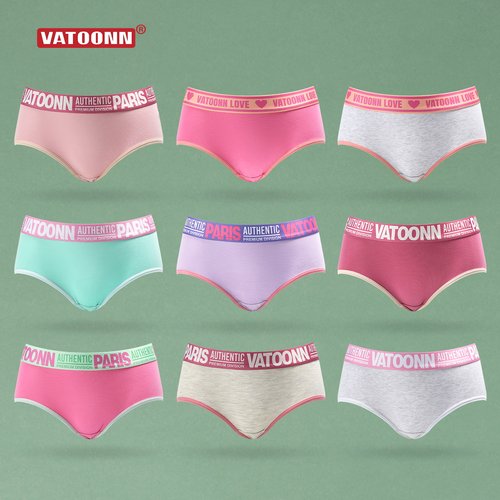 花佃品色女中腰三角内裤纯棉单色