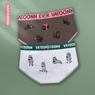 三角裤 抑菌裆中腰收腹提臀修身 可爱动物印花 女内裤 纯棉简约大码