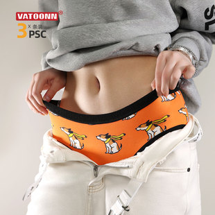 3条内裤 薄 女生纯棉三角可爱卡通印花中腰抗菌裆透气不勒大腿大码