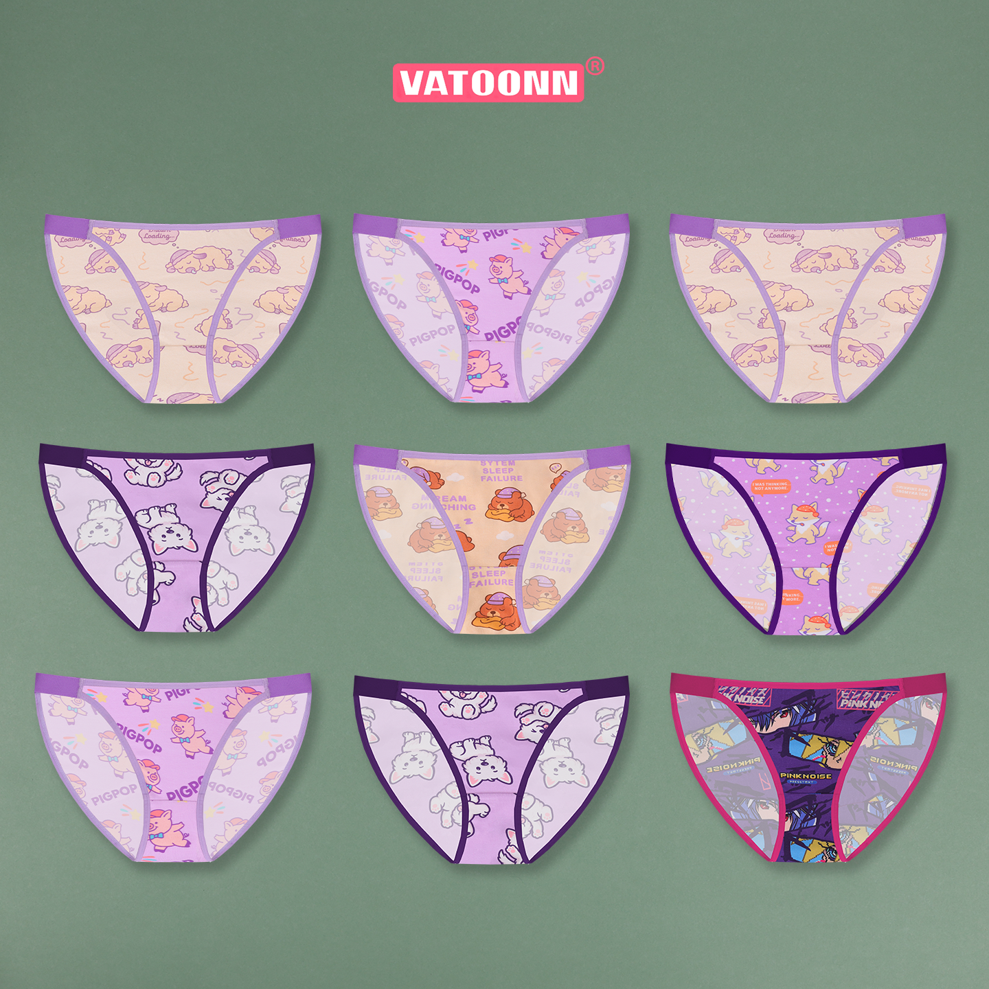 紫色性感低腰高开叉女士纯棉内裤动物卡通可爱印花大码透气三角裤,女士内衣/男士内衣/家居服,女三角裤,淘宝优惠券,粉丝福利购,淘宝优惠卷