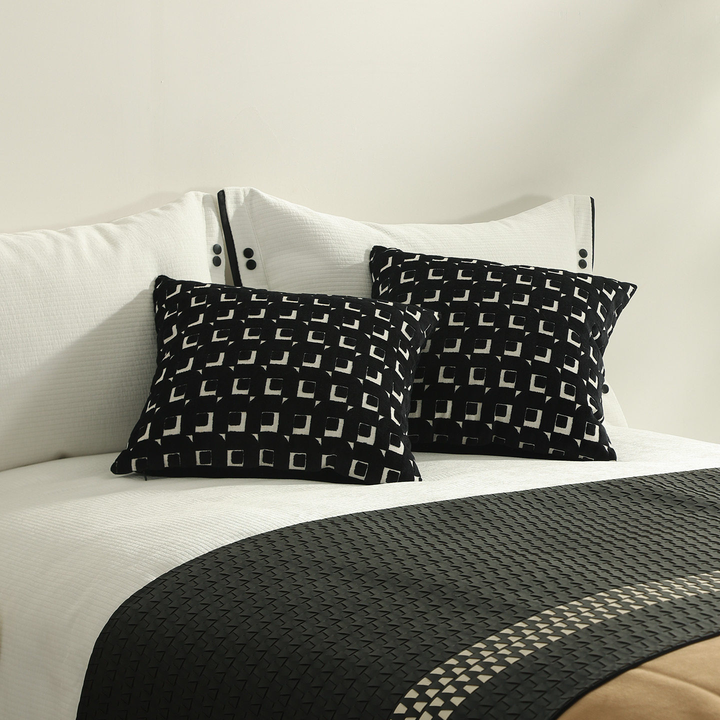 现代意式轻简风「驼序」系列床品配件 样板间家居软装抱枕床尾巾,居家布艺,靠垫/抱枕,淘宝优惠券,粉丝福利购,淘宝优惠卷