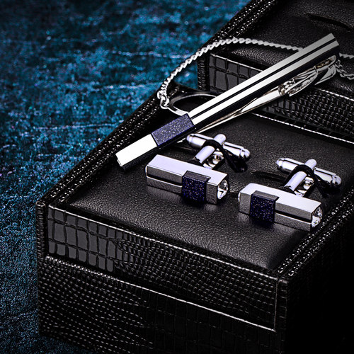 星空石领带夹袖扣套装KFLK水晶男