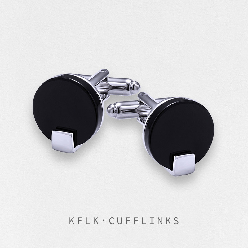 简约百搭法式衬衫袖扣男士轻奢定制商务黑色袖口扣袖钉 cufflinks