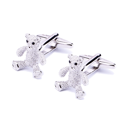 银色小熊法式衬衫袖扣男生动物衬衣袖口扣金属女士袖钉 Cufflinks