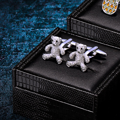 银色小熊法式袖扣KFLK精致可爱