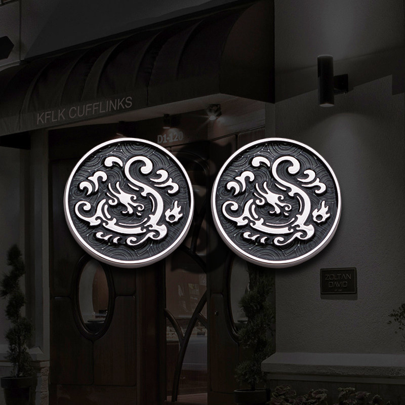 新品国风祥云龙纹袖扣男士袖钉高档衬衫法式袖口扣金属 Cufflinks