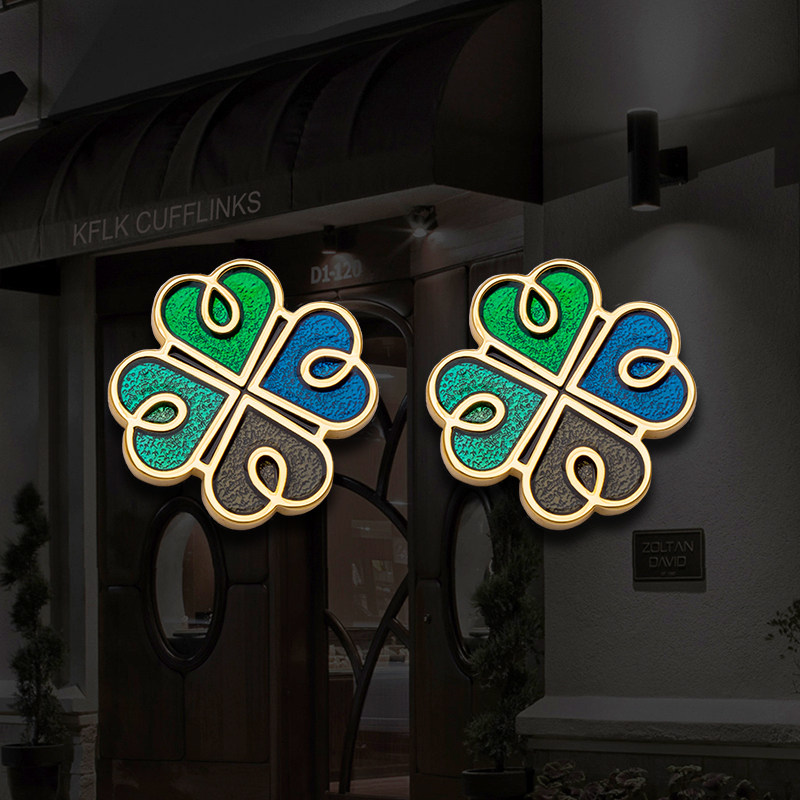 新品设计心愿四叶草袖扣男女士袖钉高档衬衫法式袖口扣 Cufflinks