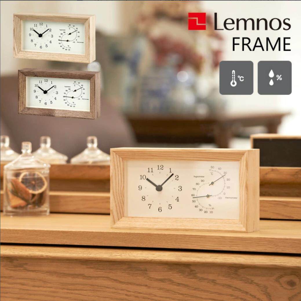 日本直邮代购 Lemnos FRAME房间钟表 温湿度计 座钟 实木台钟