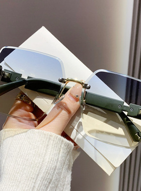 2025新款无框双色渐变高级感女款开车墨镜时尚潮流抖音网红太阳镜