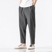 薄款 男复古铅笔裤 休闲裤 春夏装 工作服直筒裤 小脚锥形裤 棉料九分裤