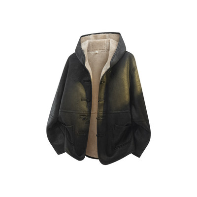 加厚冬季仿皮毛一体棉衣潮男棉袄