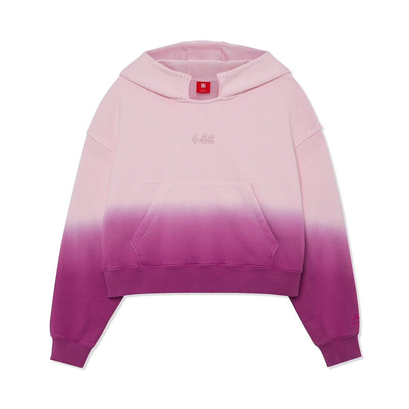 中国李宁女款染色渐变套头卫衣