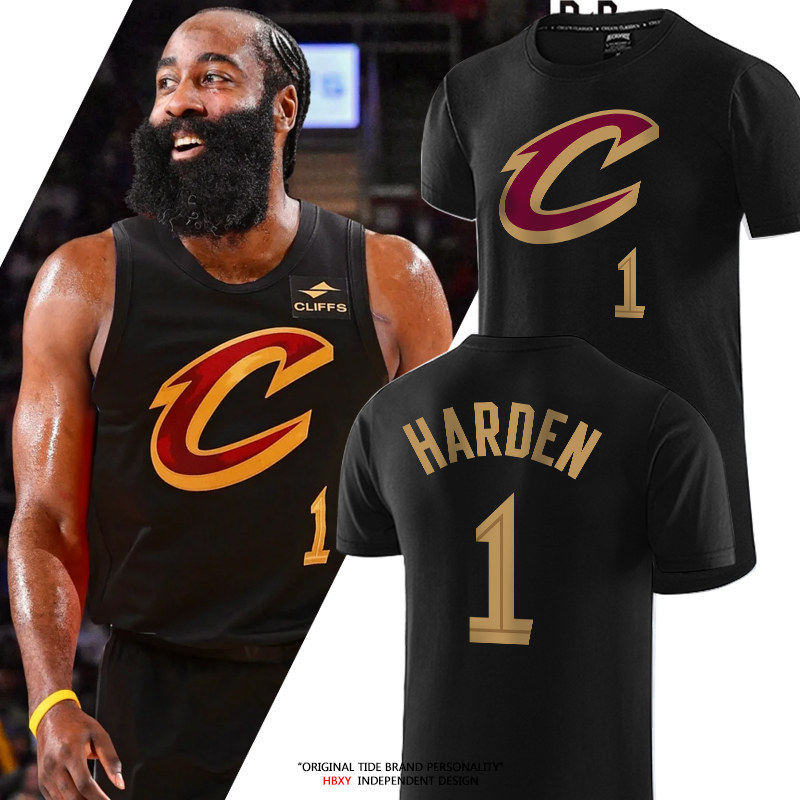 骑士队哈登1号球衣t恤短袖男篮球复古运动训练服运动休闲夏季潮流