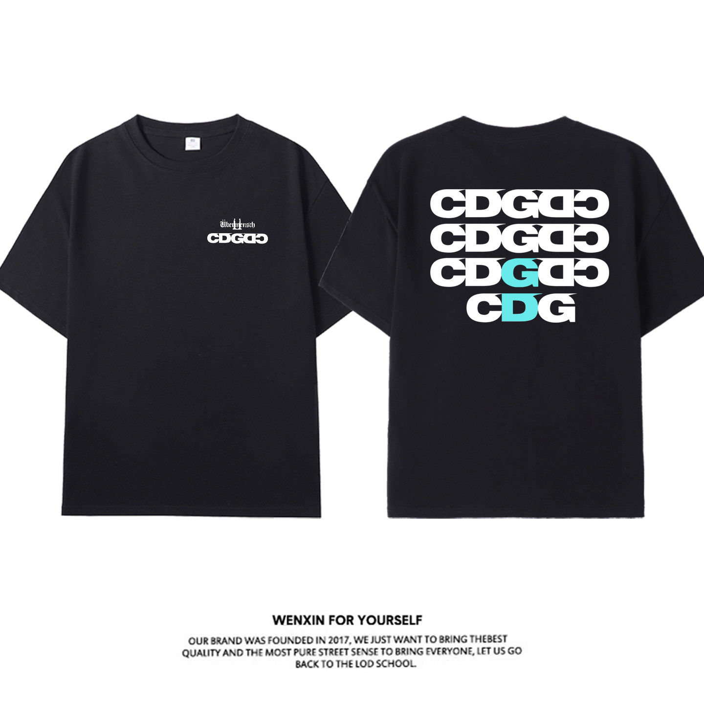 权志龙GD印花联名同款黑色纯棉男女短袖T恤日系潮牌休闲上衣服