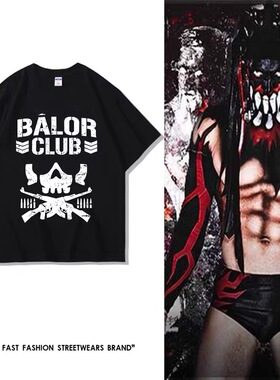 WWE恶魔之子芬巴洛尔经典标志运动宽松休闲纯棉t恤夏季短袖上衣服
