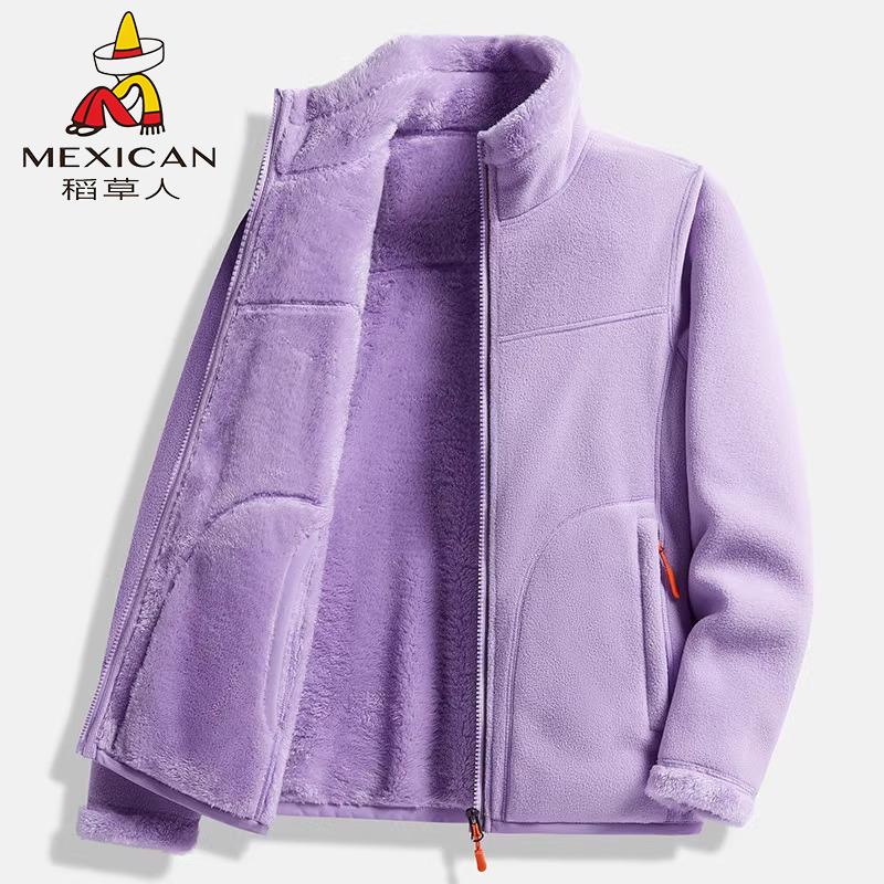 稻草人摇粒绒外套加绒加厚抓绒衣