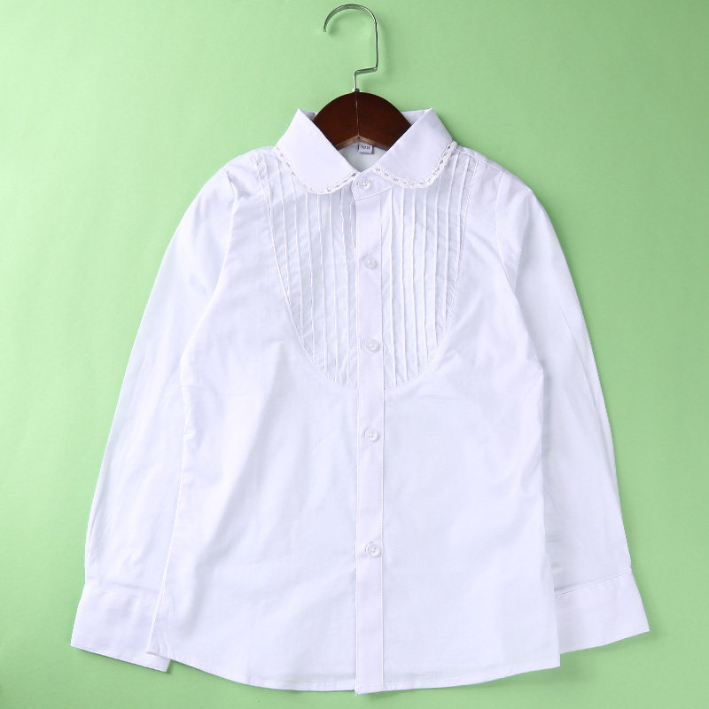 女童春秋校服纯棉学院风白衬衣