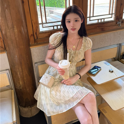 green大姐姐心机圆领棉连衣裙