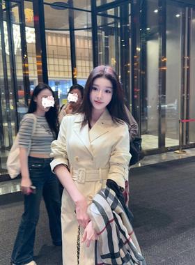 green大姐姐【MVP结算画面】气质显白色收腰修身风衣长款女外套秋