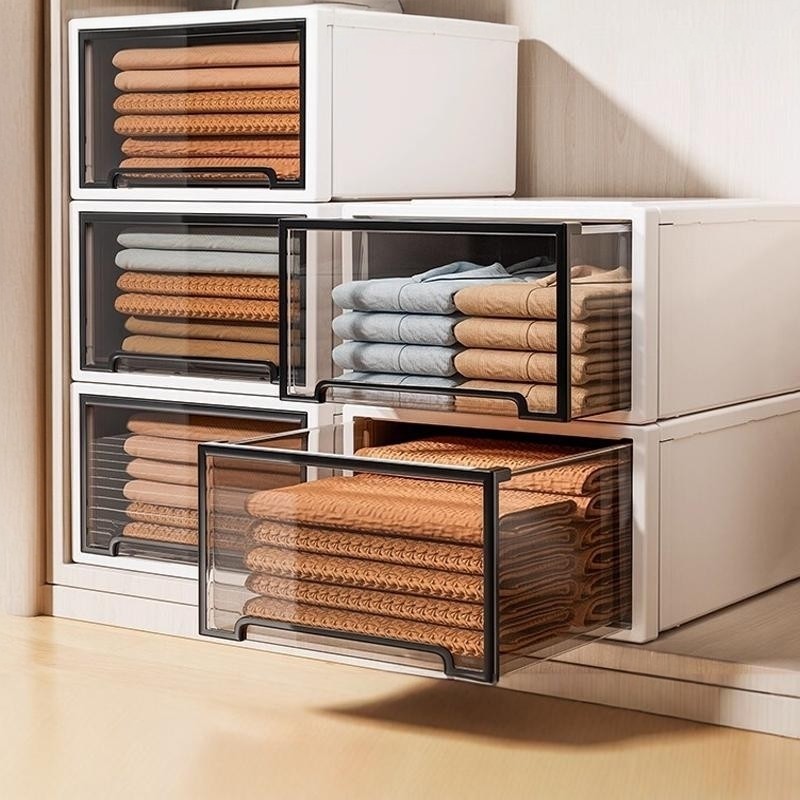日本衣柜收纳箱抽屉式衣服衣物分层整理箱家用裤子收纳盒储物柜子