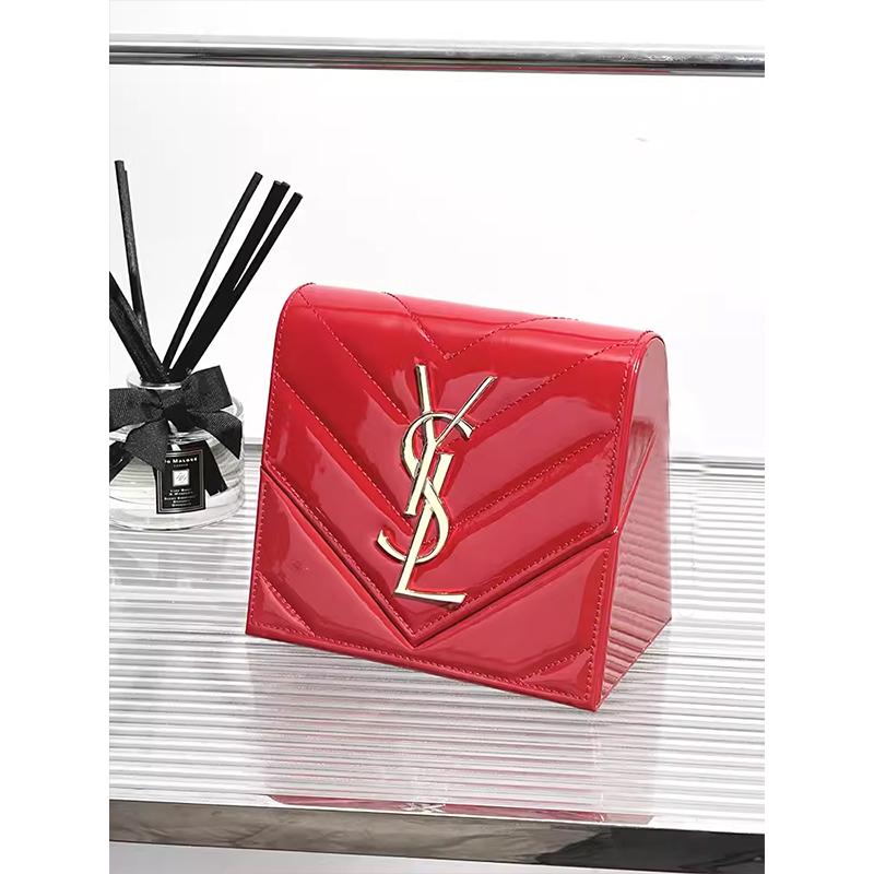 YSL/圣罗兰2024年情人节限定化妆包 空盒 红色皮革包 高级礼品包