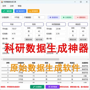 科研数据生成神器支持T检验/卡方/ANOVA方差原始数据SPSS统计分析