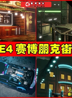 UE4UE5 Cyberpunk Alley Storefronts Pack 赛博朋克街道场景