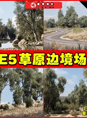 UE4UE5 Steppe Environment 4x4km 草地边境环境场景4.27 5.0