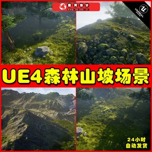森林树林树木山坡草地环境场景 UE4UE5 Landscape Auto Material