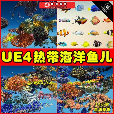 UE4UE5 Tropical Fish 卡通热带精美海洋海底鱼儿动作动态模型